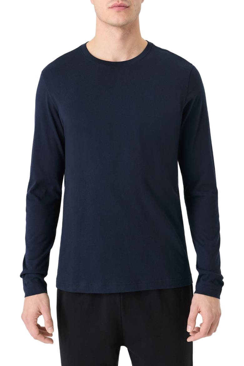 Organic Cotton Men's Softspun Essential Crewneck Long Sleeve Tee, Main, color, Navy