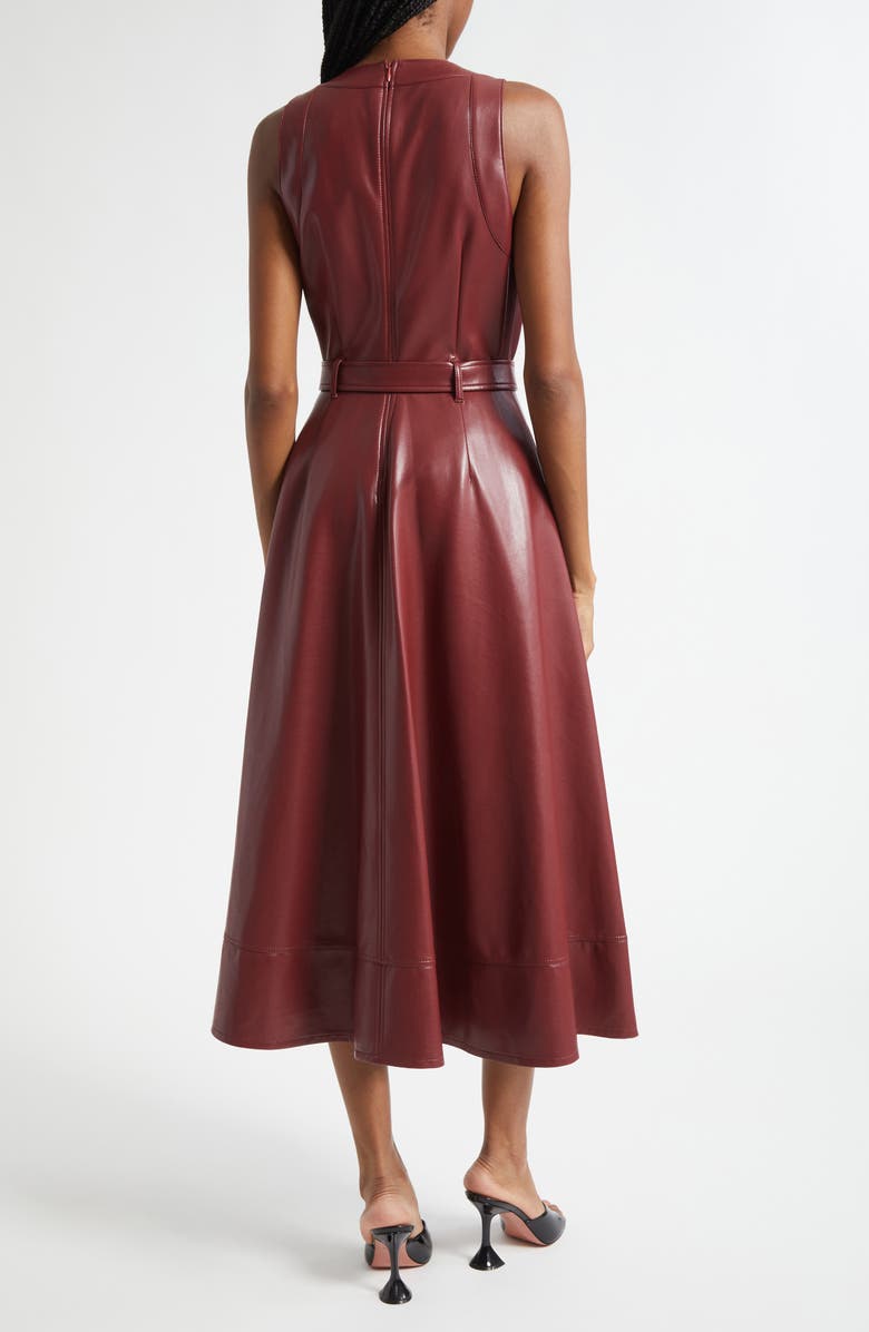 Cinq à Sept Zelda Faux Leather High Low Hem Dress, Alternate, color, Wineberry