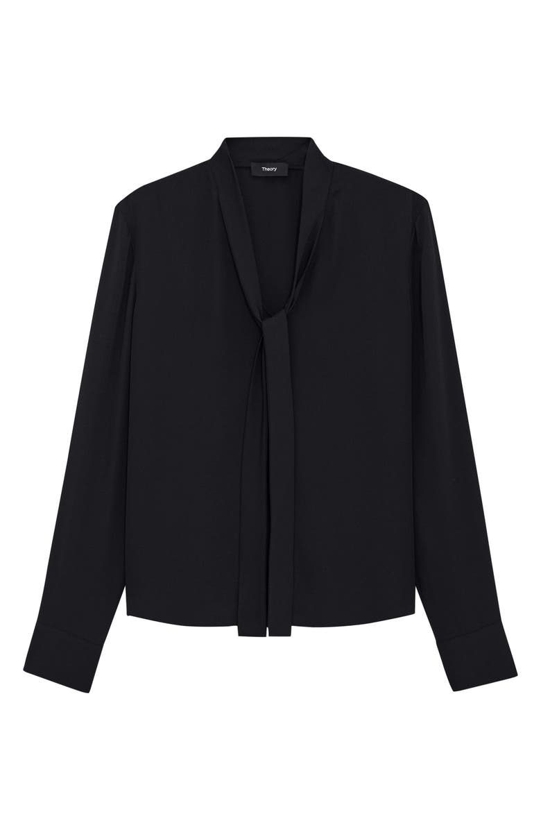 Theory Tie Neck Silk Shirt, Alternate, color, Black