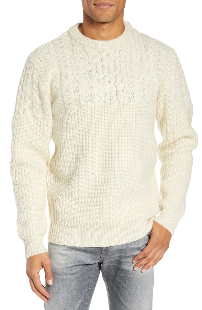 Schott NYC Half Cable Crewneck Sweater, Main, color, 