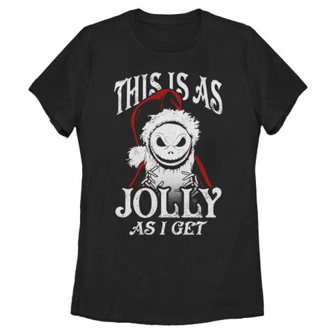 Women's The Nightmare Before Christmas Jolly Santa Jack Portrait Smile  Graphic T-Shirt