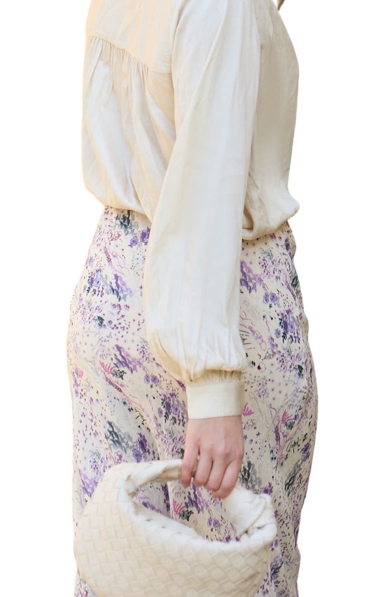 LILY AND LIONEL Saint Lace Insert Wonderland Print Midi Skirt, Alternate, color, Purple