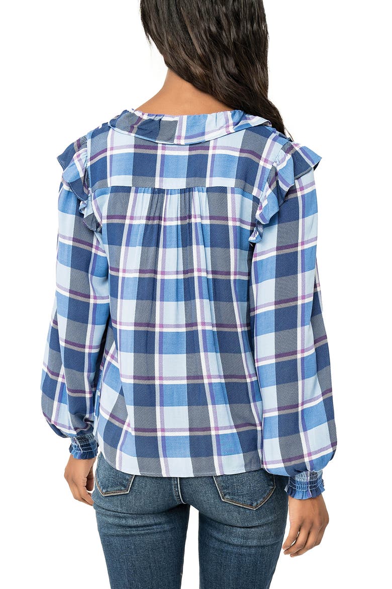Plaid Ruffle Shirt, Alternate, color, BLUE PLAID