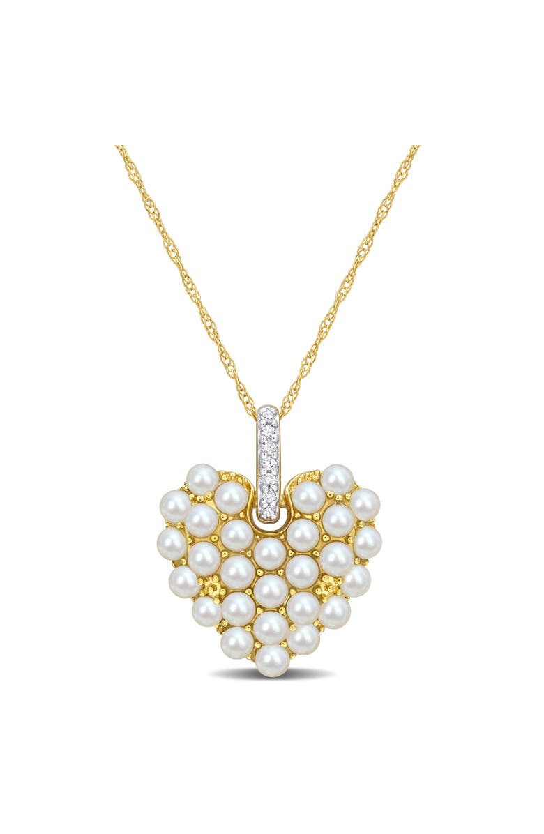 Julianna B. Cultured Pearl & Diamond Heart Necklace 14k, Main, color, Yellow Gold
