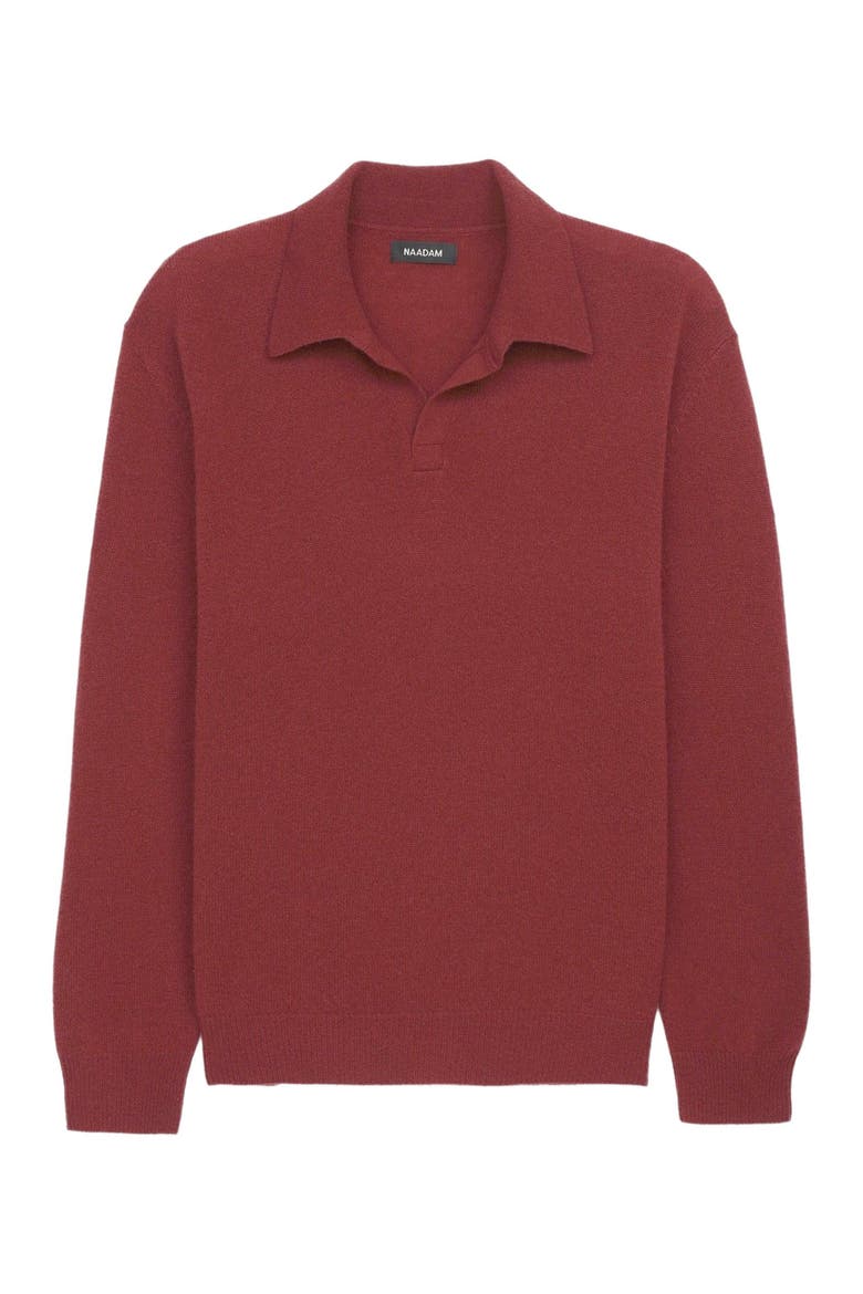 Lightweight Cashmere Relaxed Polo, Alternate, color, Brick Red