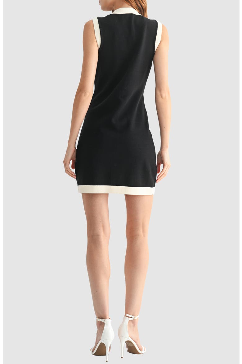 Button-Up Mini Sweater Dress, Alternate, color, BLACK/ CREAM