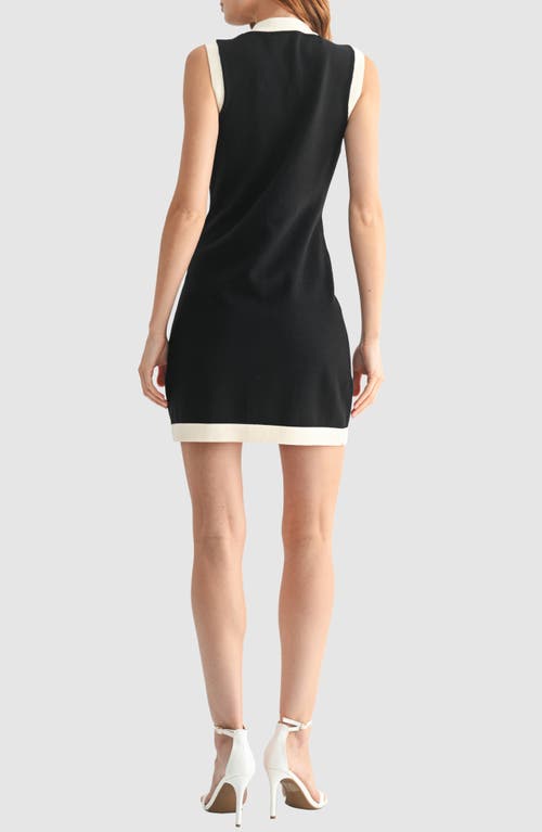 Mila Mae Button-up Mini Sweater Dress In Black