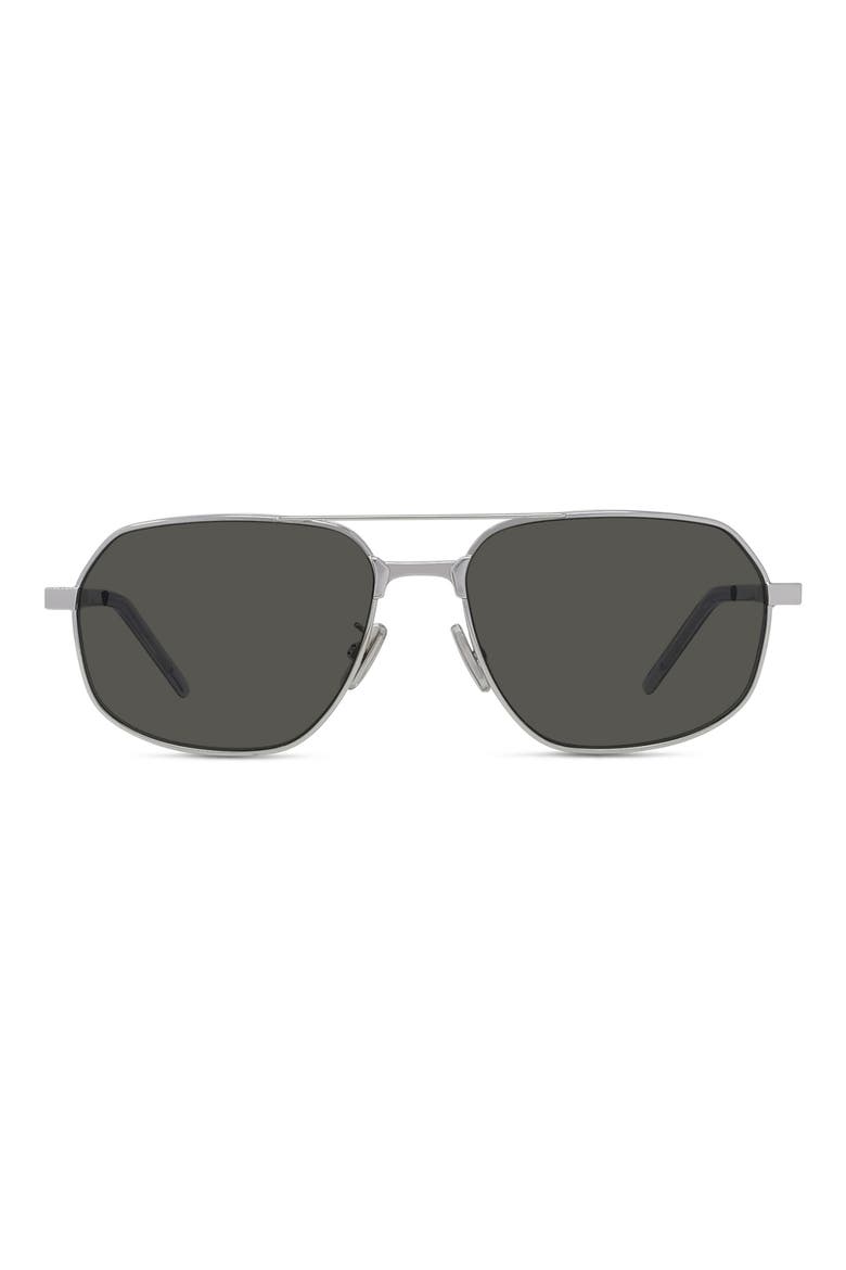 GV One 57mm Pilot Sunglasses, Main, color, SHINY PALLADIUM / SMOKE