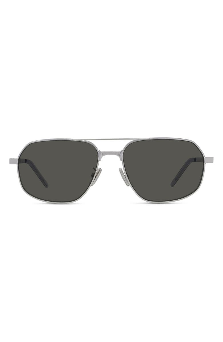 Givenchy GV One 57mm Pilot Sunglasses, Main, color, Shiny Palladium / Smoke
