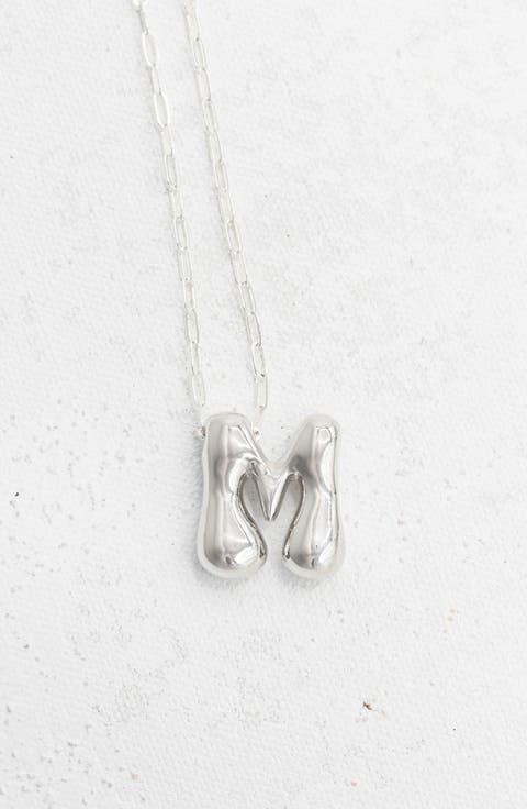 Small Paperclip Necklace with Silver Letter Charm