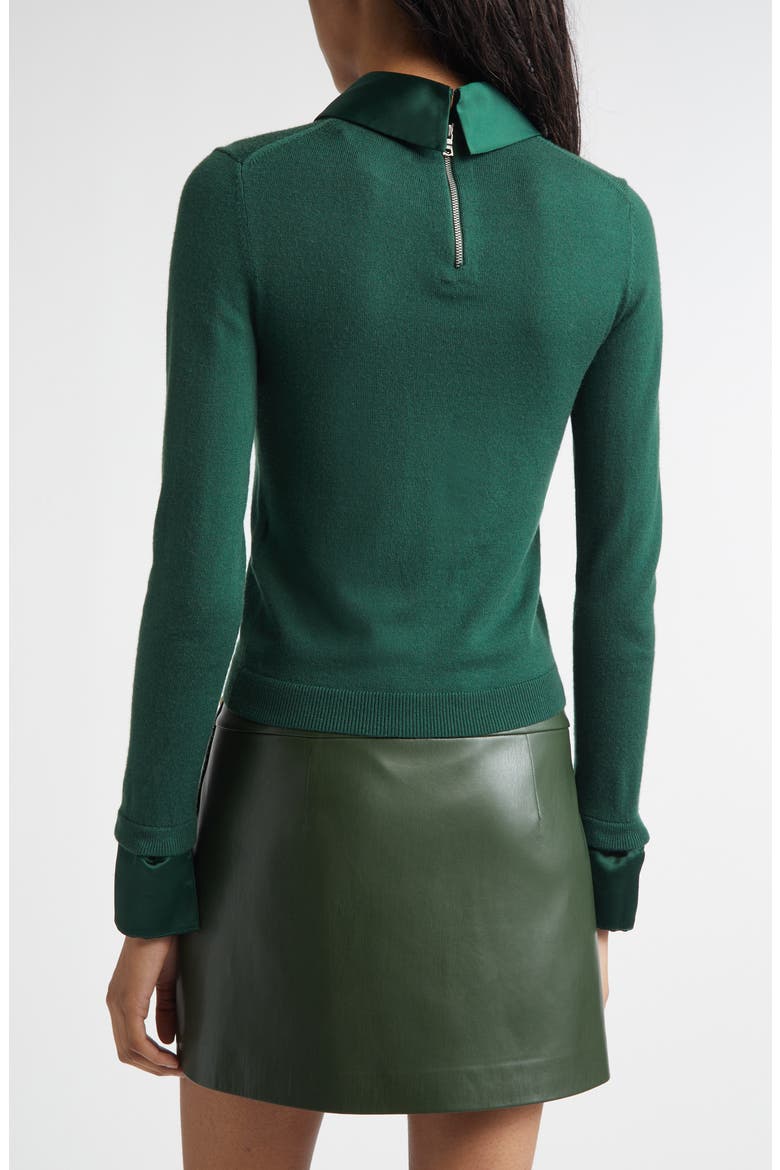 Porla Satin Trim Stretch Wool Sweater, Alternate, color, GREEN MYSTIQUE