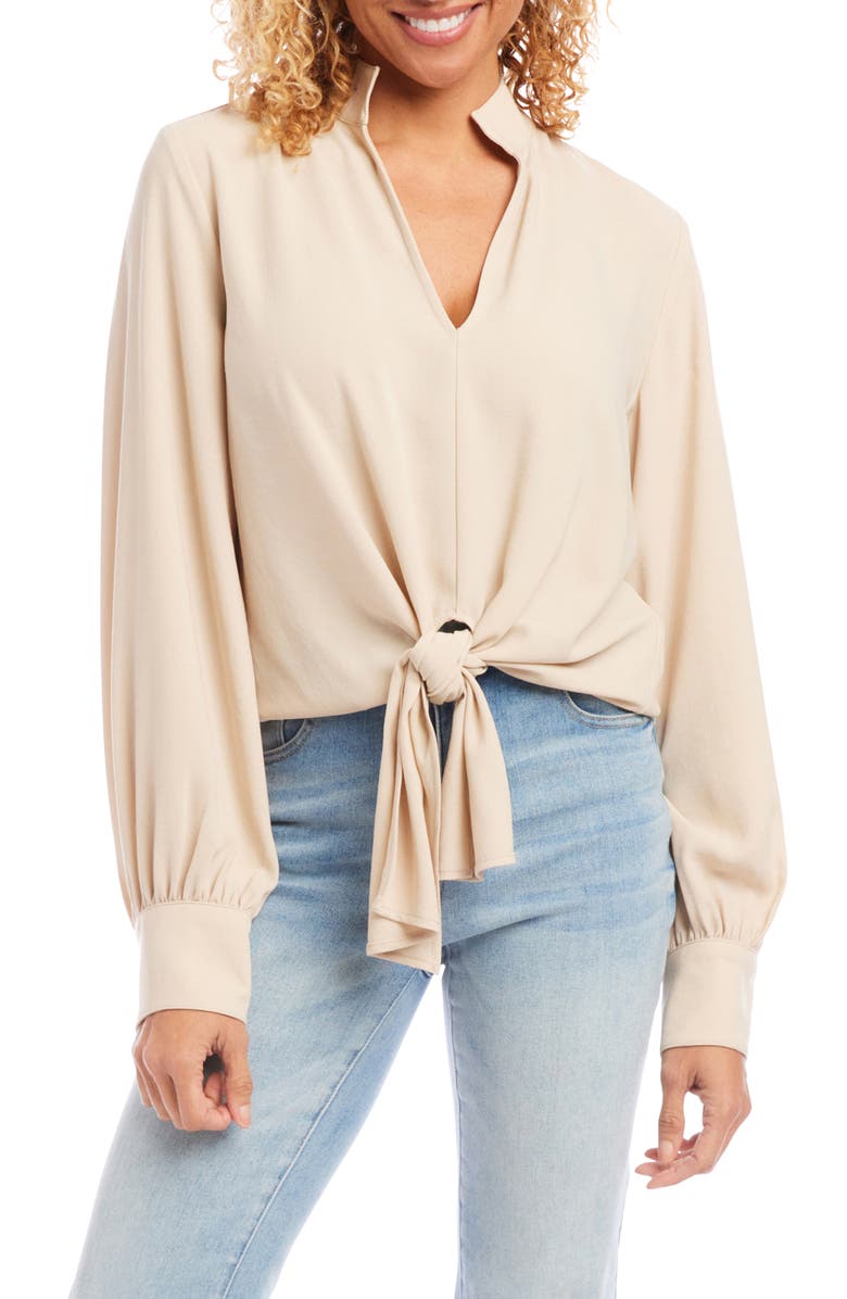 Karen Kane Tie Front Crepe Top, Main, color, 