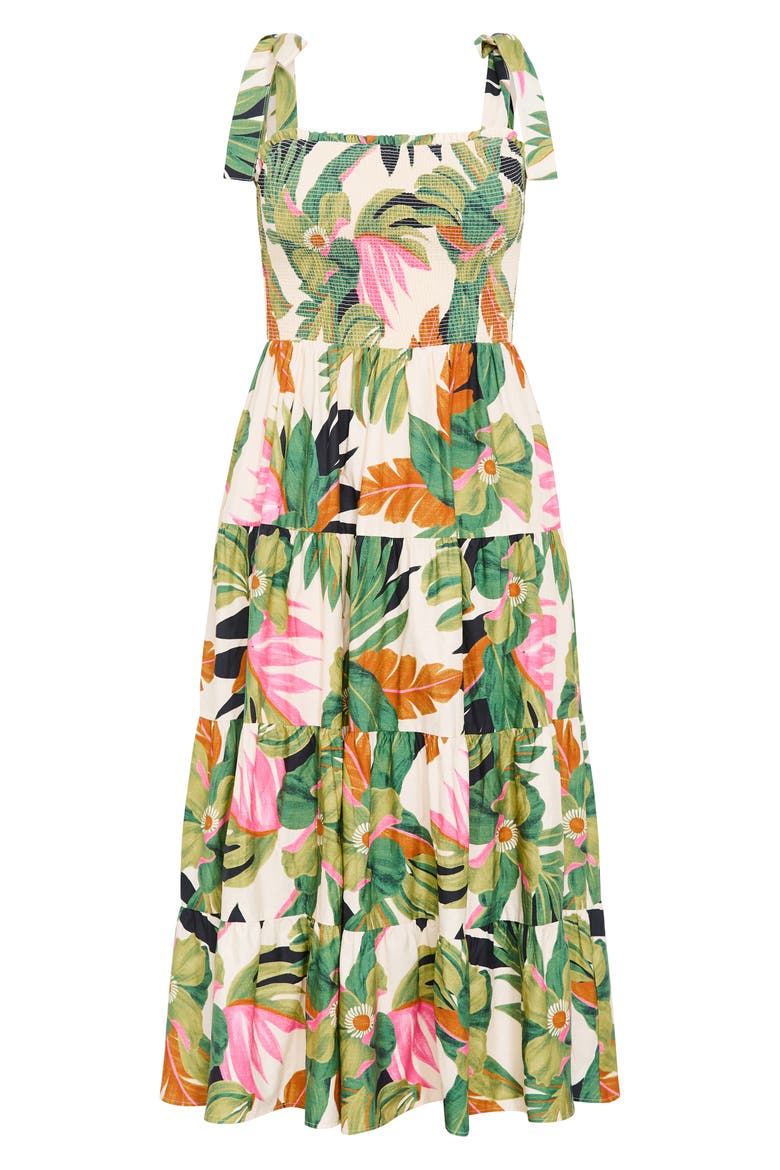 Paradiso Floral Print Sleeveless Dress, Alternate, color, IVORY PARADISO GREEN