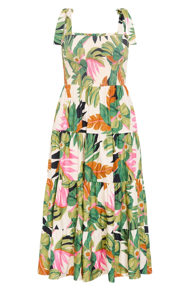 City Chic Paradiso Floral Print Sleeveless Dress, Alternate, color, 