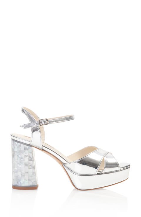 Nova Ankle Strap Pearl Heel Sandal