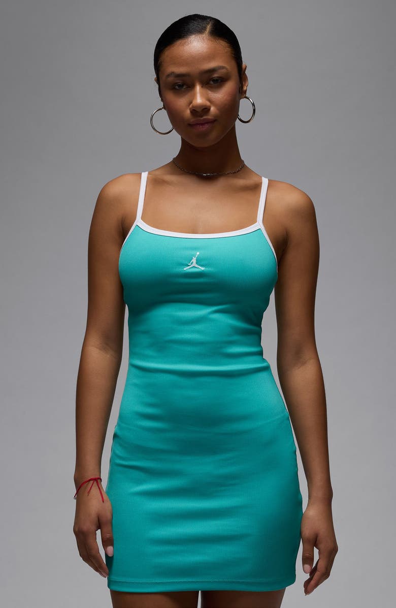 Jordan Slim Minidress, Alternate, color, Washed Teal/ White/ White