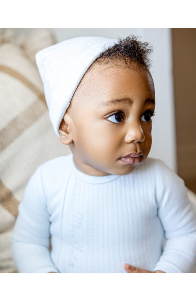 MiniMoi 3 Piece Baby Cotton Rich Pointelle Footie Set, Alternate, color, Blue