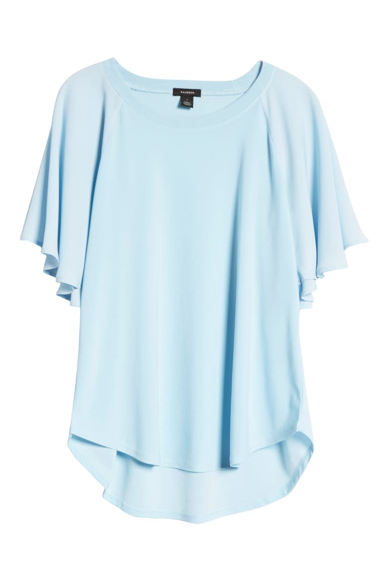 Flutter Sleeve Mixed Media Top, Alternate, color, BLUE COOL