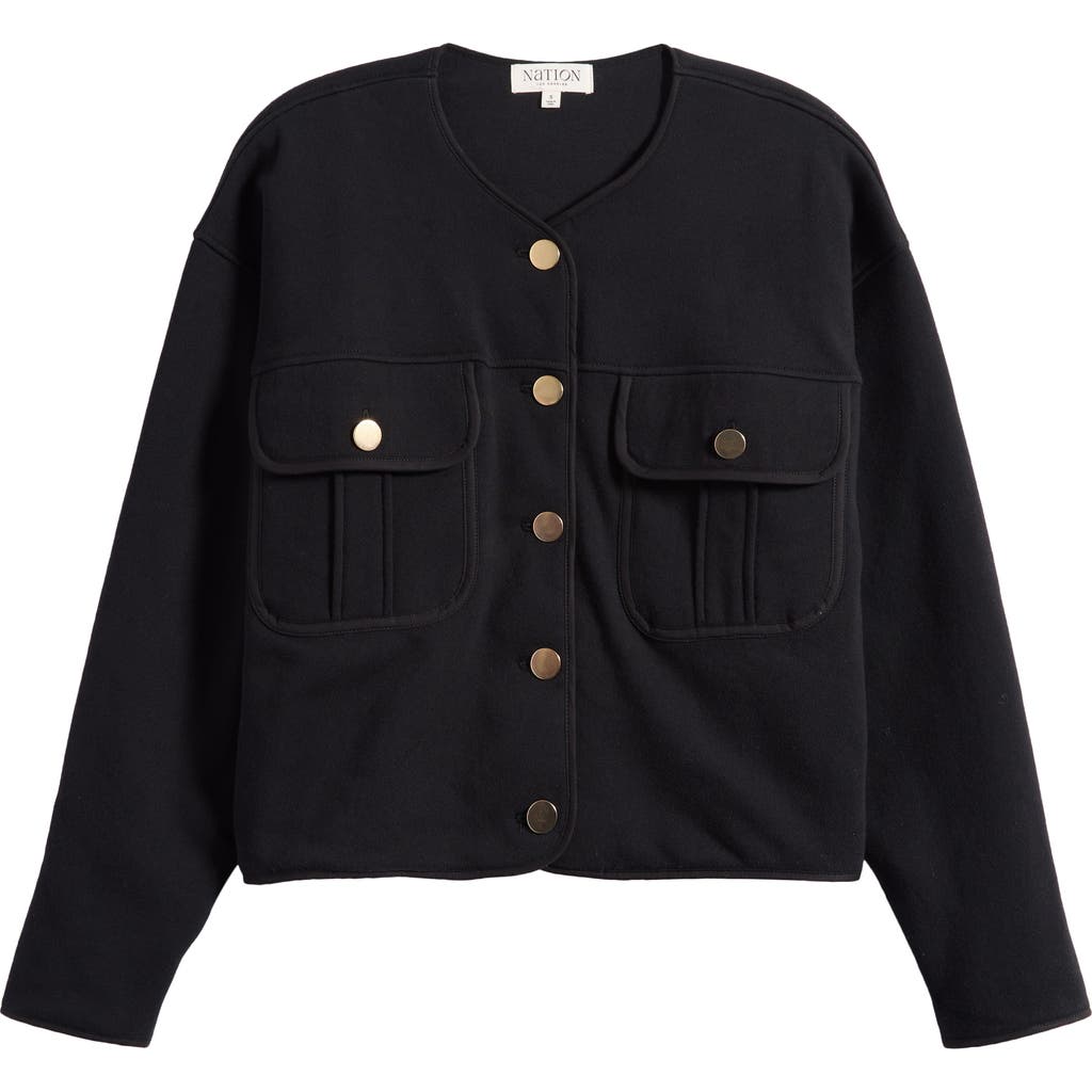 Nation Ltd Jordi Crop Cotton Jacket In Jet Black