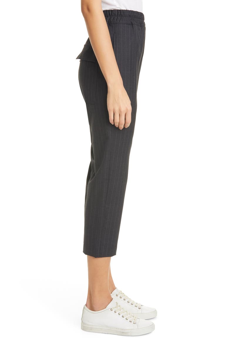 Safi Pinstripe Crop Stretch Wool Pants, Alternate, color, DARK CHARCOAL PINSTRIPE