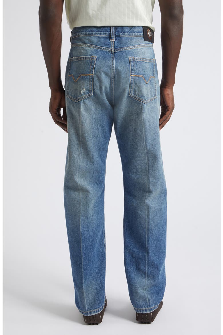 Distressed Straight Leg Jeans, Alternate, color, MEDIUM BLUE
