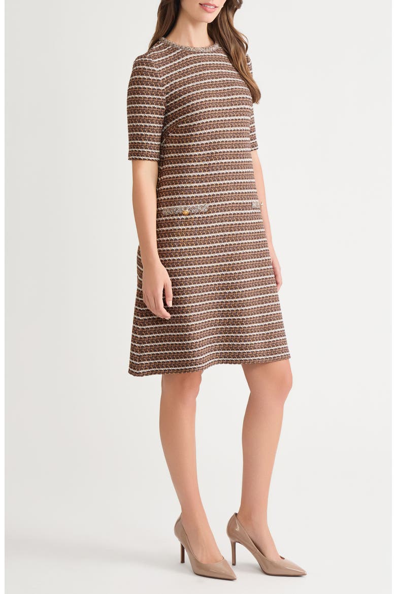 Braid Trim Knit A-Line Dress, Alternate, color, WARM TAUPE/ DARK UMBER/ IVORY