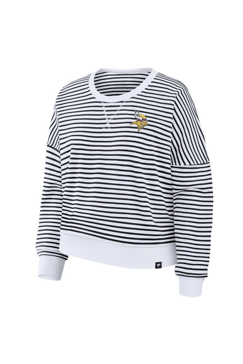 Women's Fanatics White/Black Minnesota Vikings Striped Oversized French Terry Sweatshirt, Alternate, color, White
