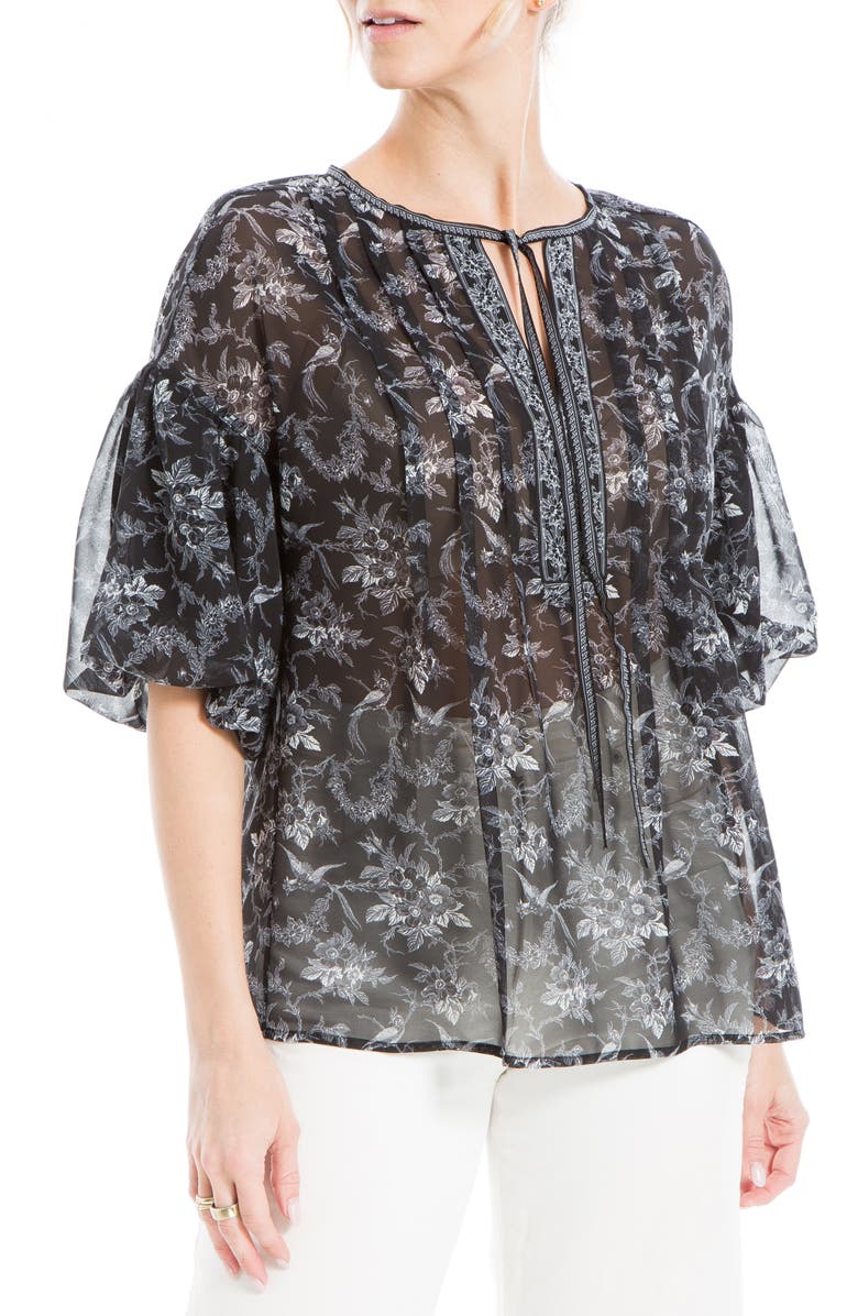 MAX STUDIO Puff Sleeve Pintuck Top, Main, color, 