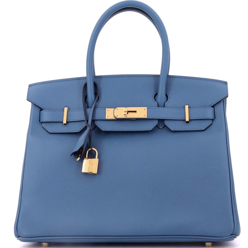 Pre-owned Hermes Hermes Birkin Handbag Blue Epsom With Gold Hardware 30 In Blue