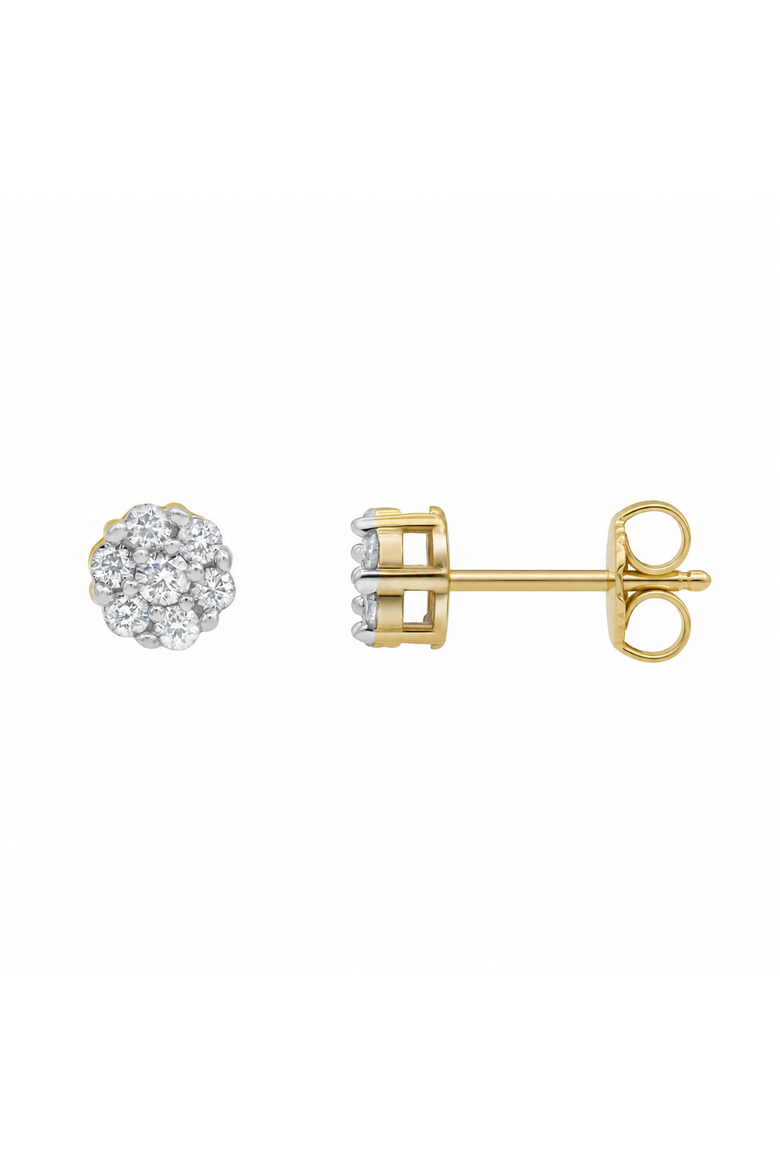 Quarter 14K Yellow Gold Diamond Cluster Earrings - 0.25ct., Main, color, 14K Yellow Gold