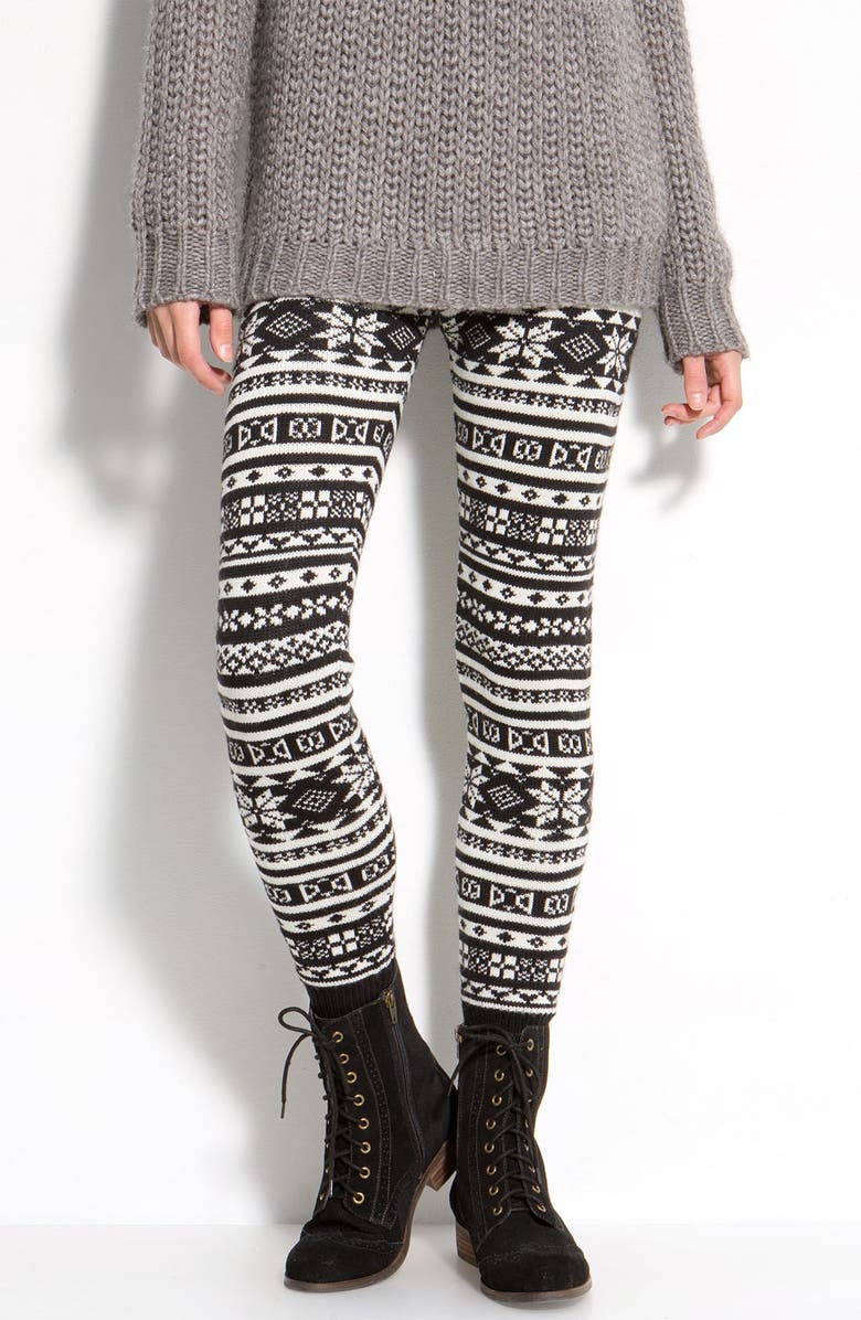 Hue Nordic Jacquard Sweater Leggings, Main, color,