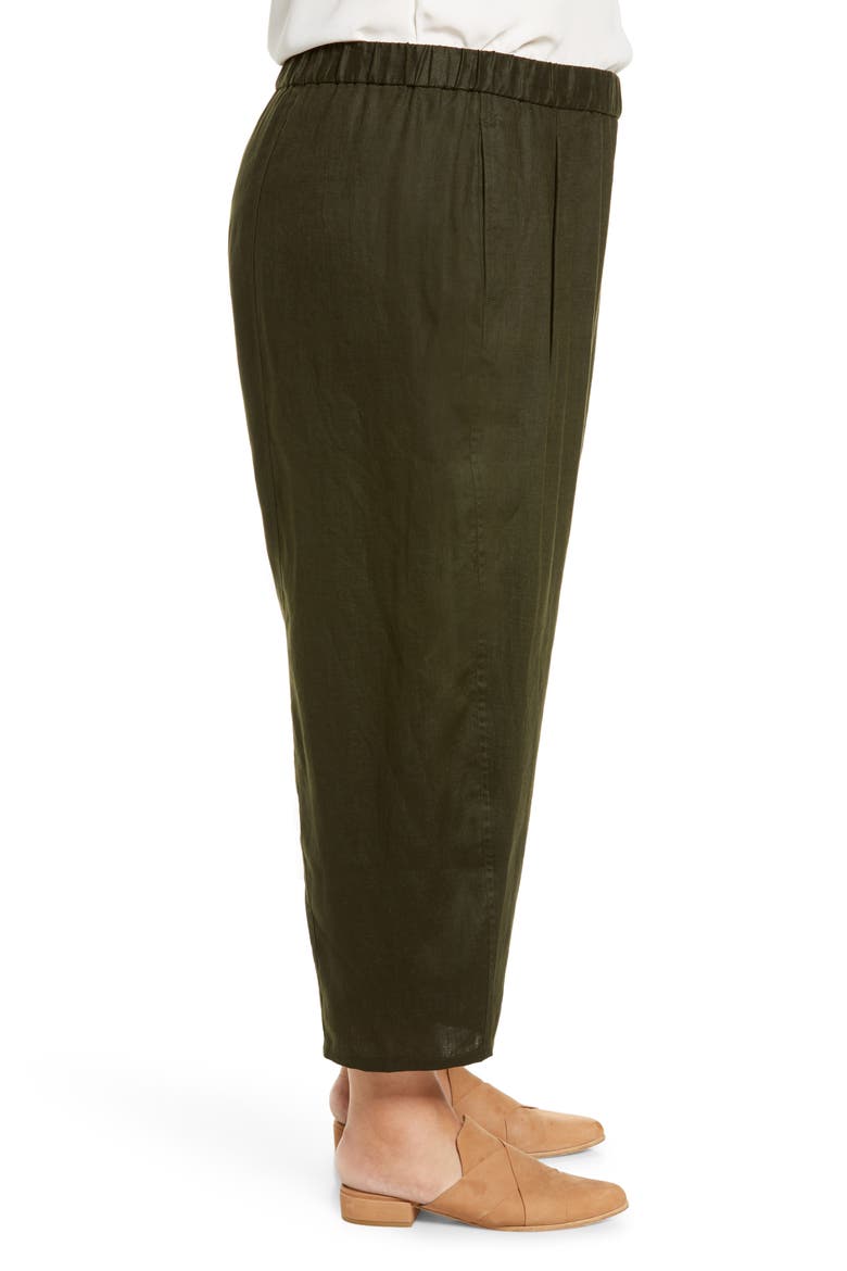 Lantern Organic Linen Ankle Pants, Alternate, color, SEAWEED