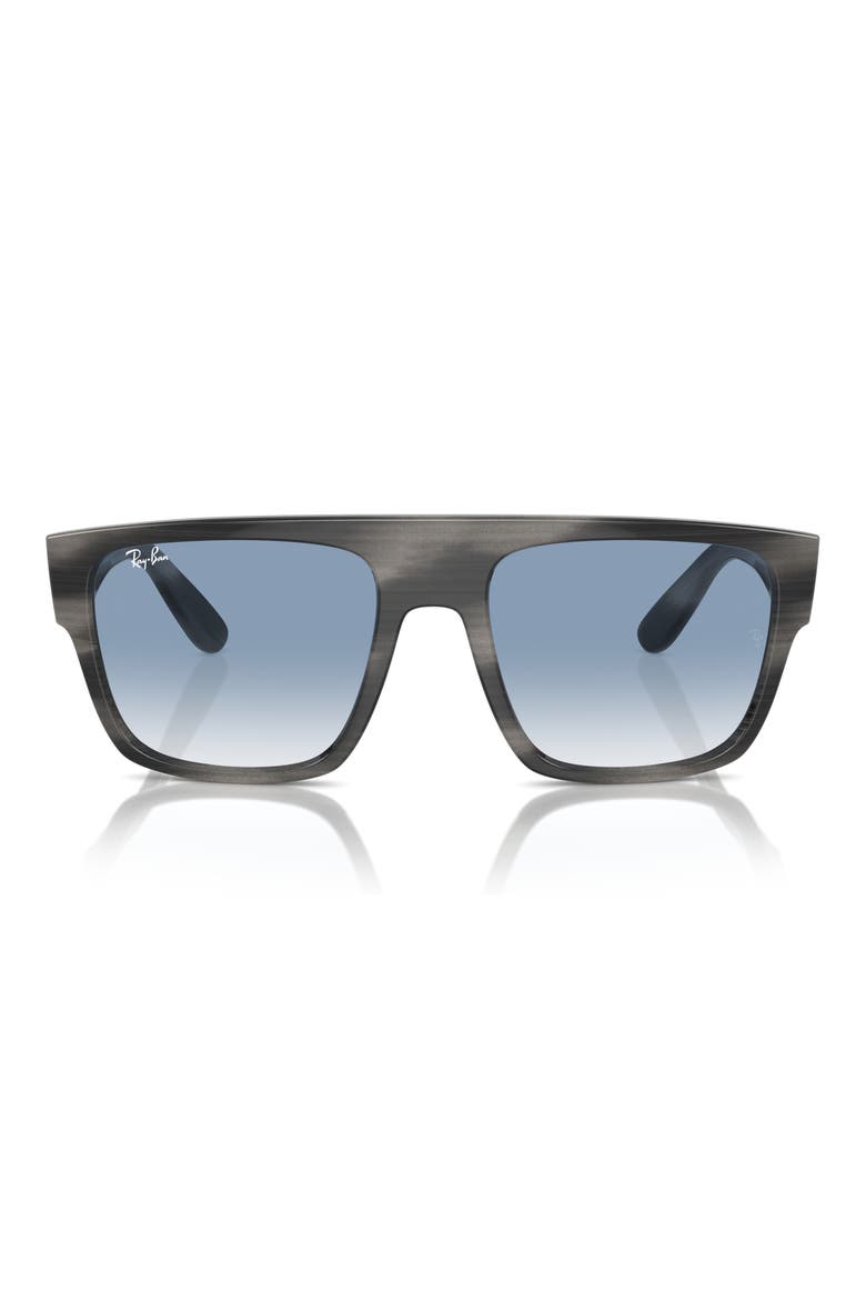 57mm Square Sunglasses, Main, color, BRNSTRPGRN