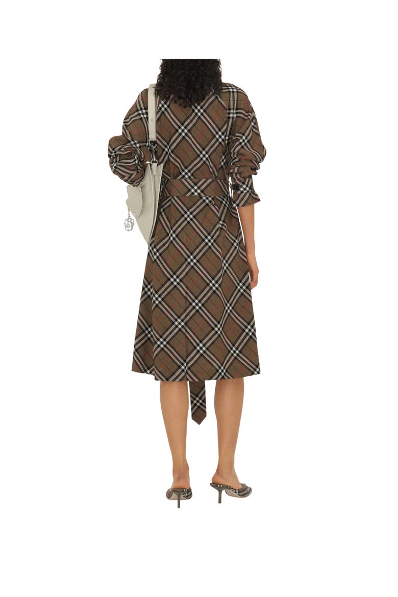 Check Silk Blend Trench Dress, Alternate, color, Brush