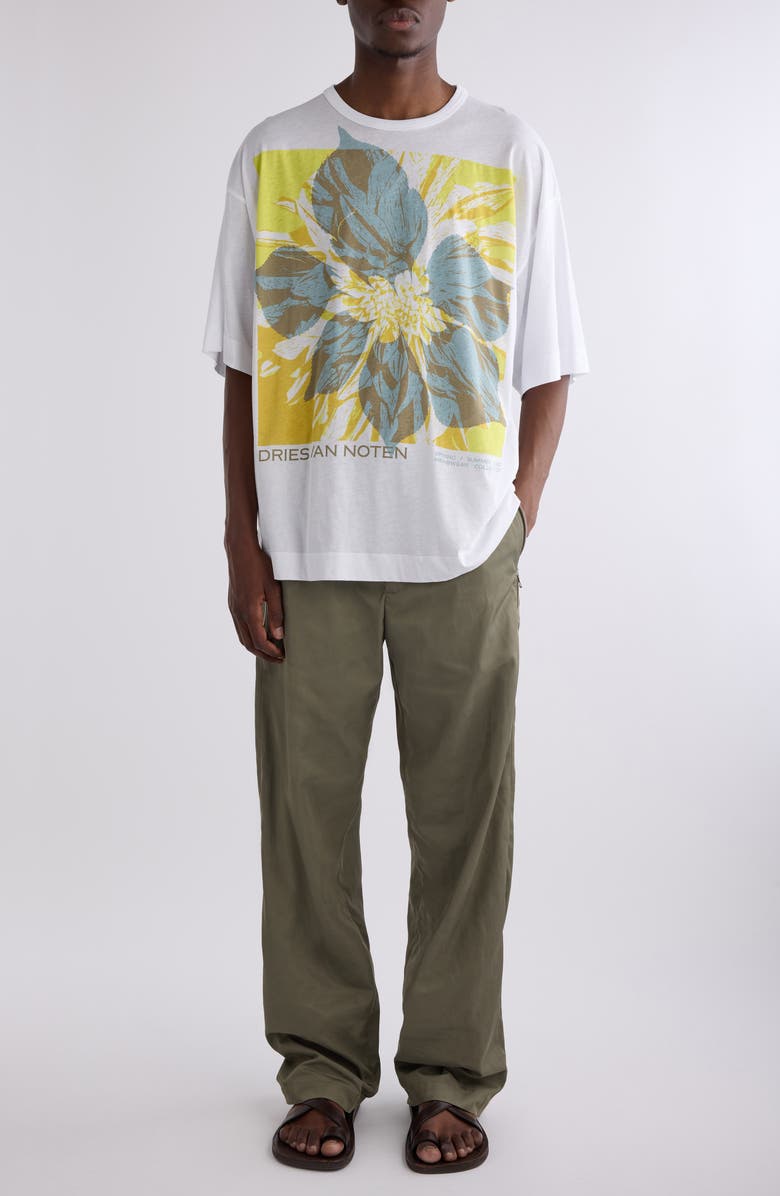 Dries Van Noten Huin Floral Oversize Cotton Graphic T-Shirt, Alternate, color,
