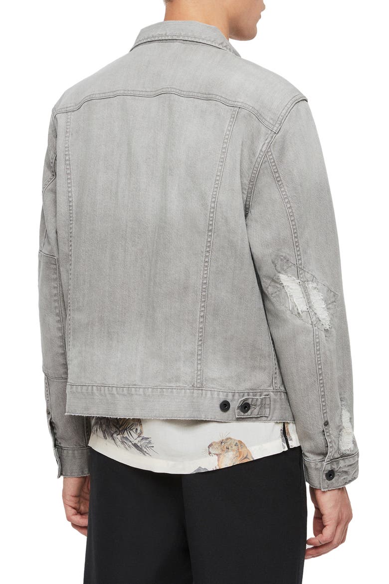 Gasidro Patched Denim Jacket, Alternate, color, GREY