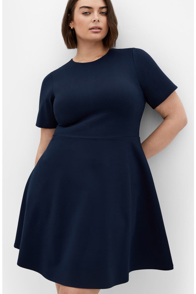 Cariline Fit & Flare Dress, Alternate, color, NAVY