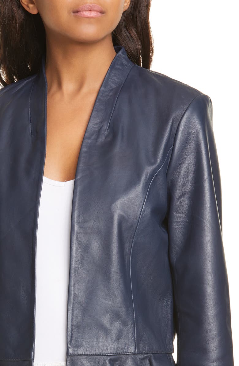 Ted Baker London Febbe Peplum Leather Jacket, Alternate, color, 