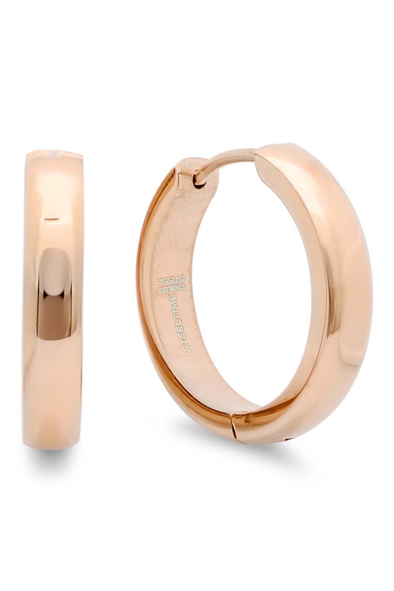 18K Rose Gold Plated Hoop Earrings, Main, color, ROSE GOLD