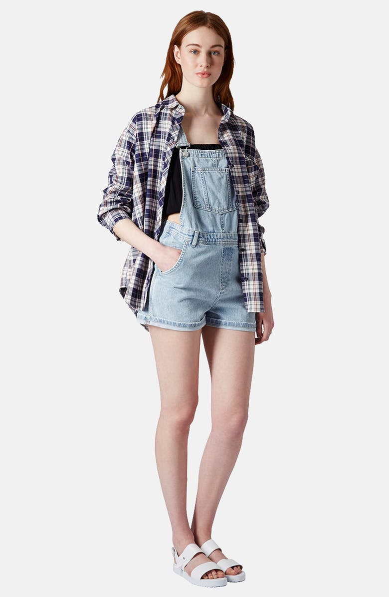 Topshop Moto Short Overalls, Alternate, color, 