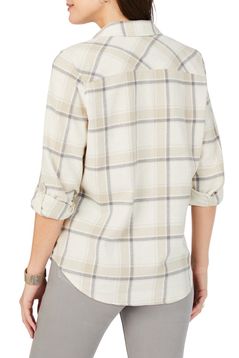 Charlie Plaid Cotton Button-Up Shirt, Alternate, color, IVORY MULTI