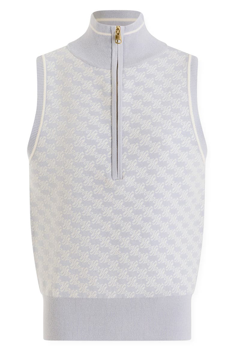 Vincent Sleeveless Half Zip Jacquard Sweater, Alternate, color, XENON BLUE / WHITE
