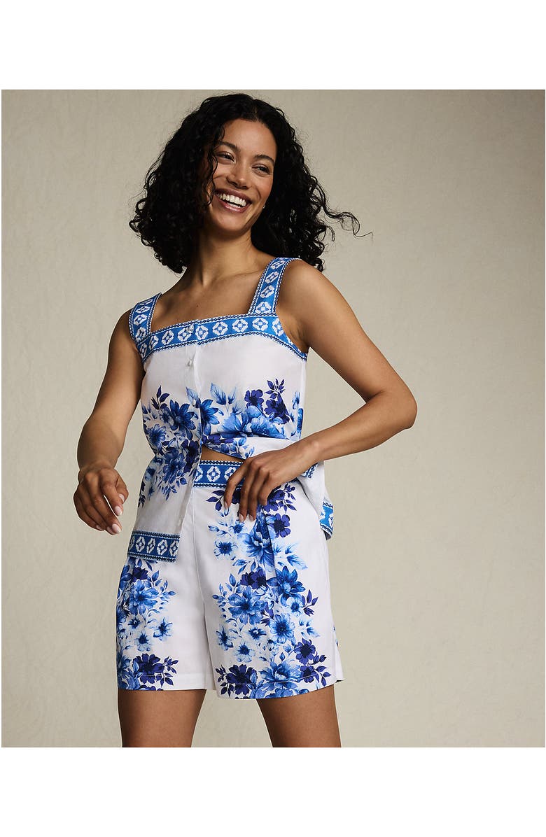 Lands' End Poplin Pull On Pleated 5" Shorts - Set Bottom, Alternate, color, 