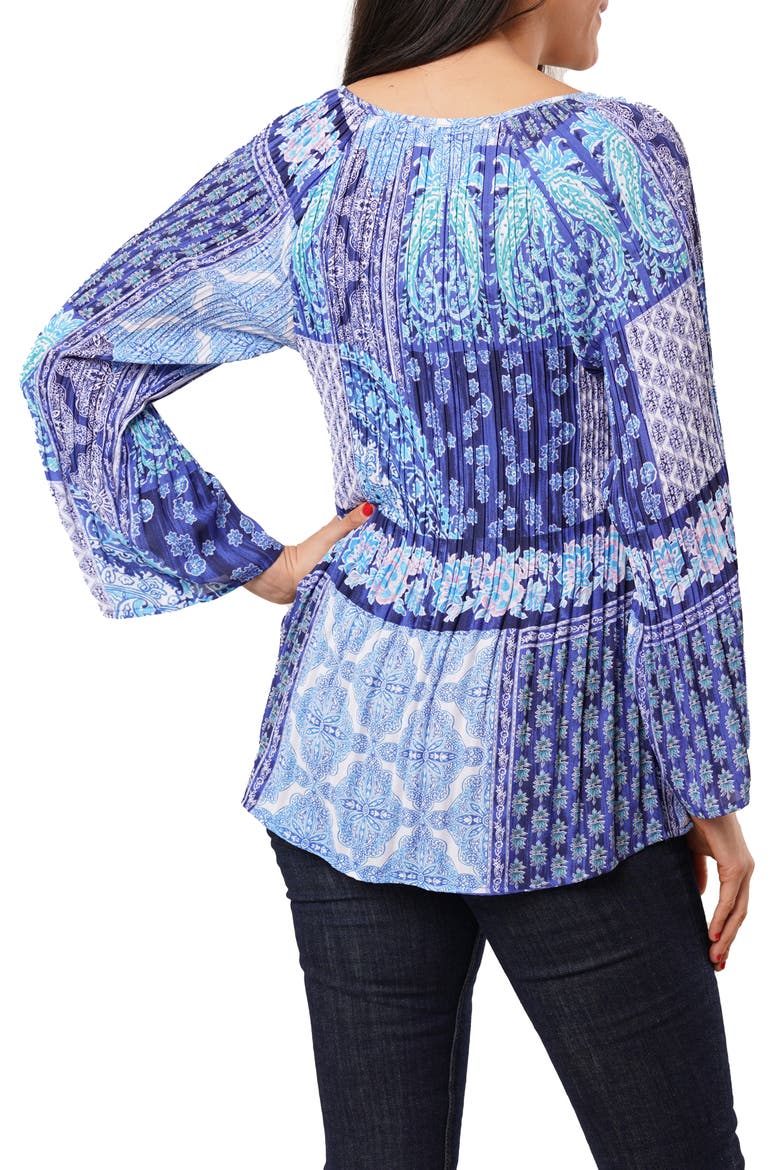 Tie Front Pleated Top, Alternate, color, MOLLY DENIM