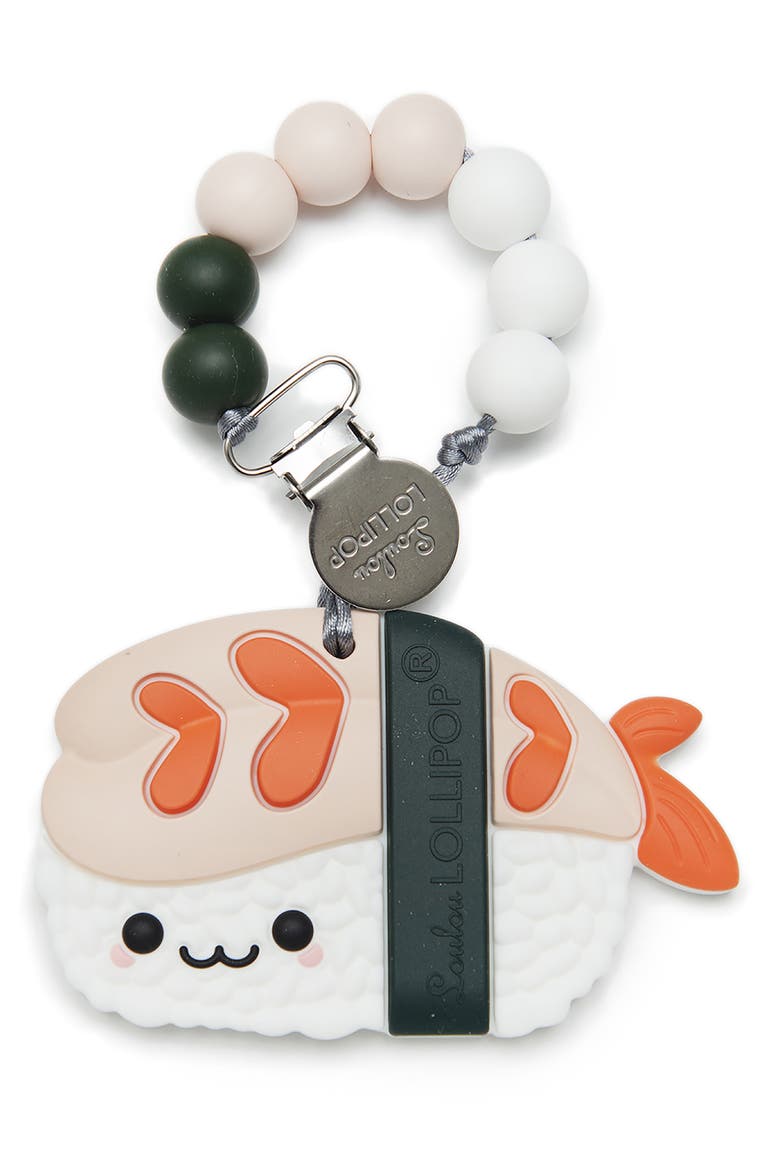 Sushi Teething Toy & Holder, Alternate, color, WHITE MULTI