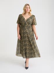 Scarlett & Jo Victoria Brush Angel Sleeve Midi Dress