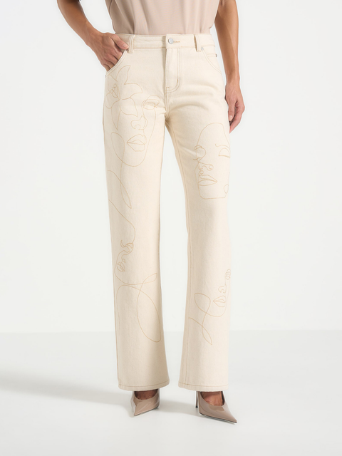 Calista Line Art Straight Leg Jeans