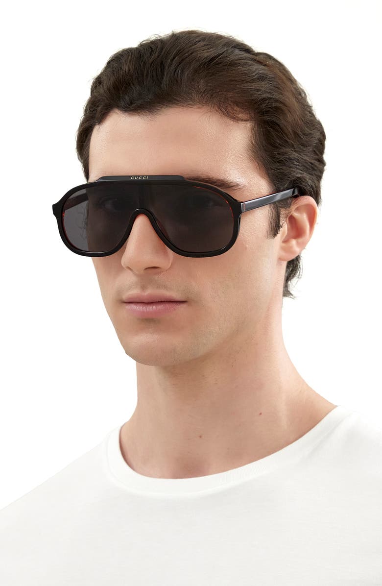 Gucci 99mm Solid Shield Sunglasses, Alternate, color, 