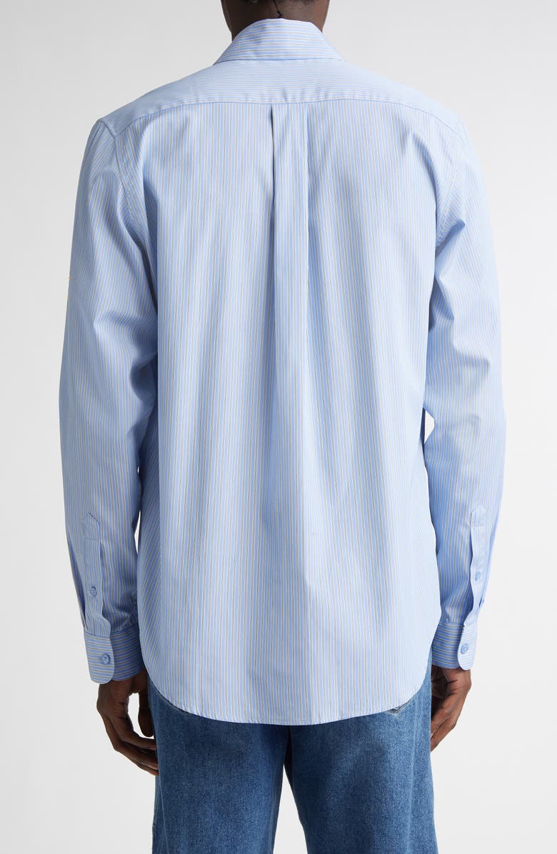 Martine Rose Classic Logo Pinstripe Button-Up Shirt, Alternate, color, Blue-White Stripe