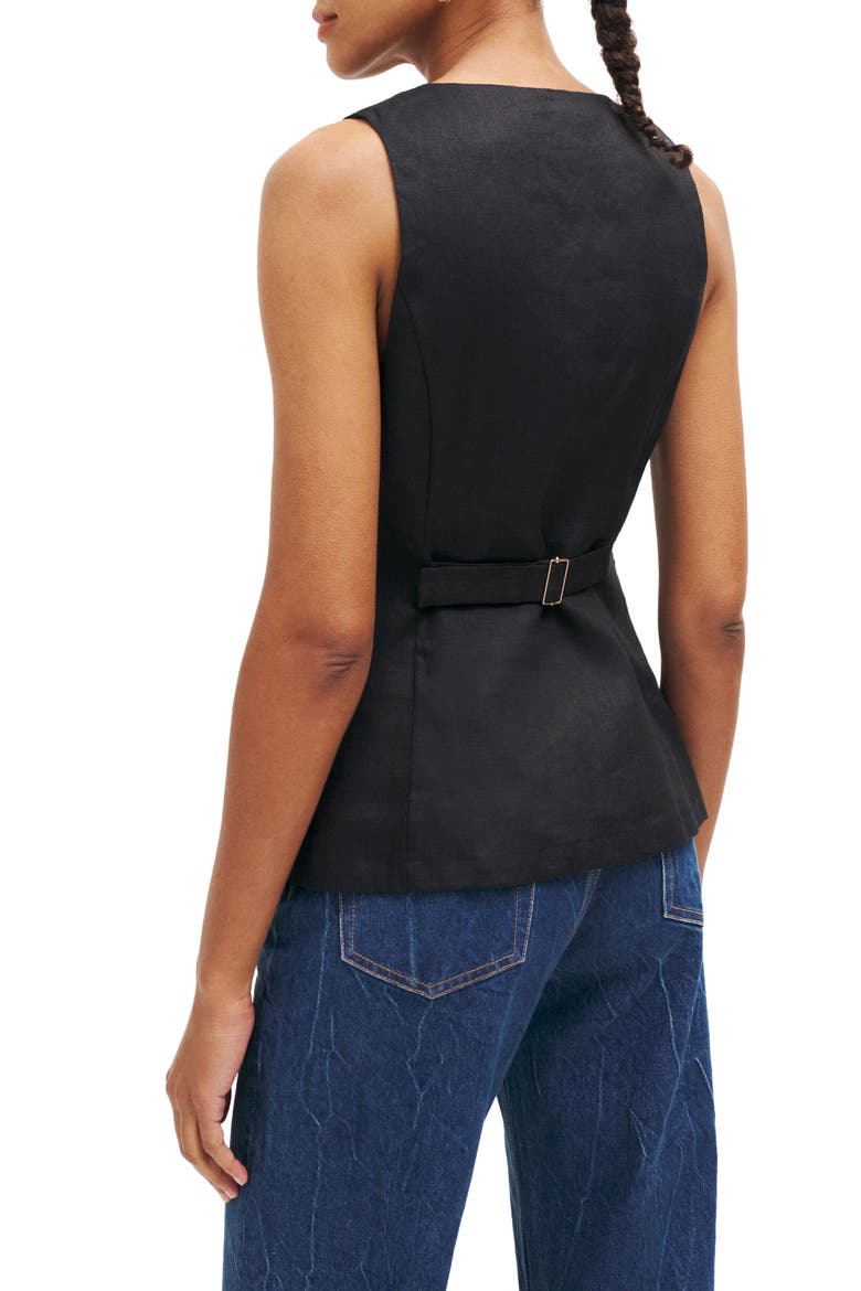 Sleeveless Linen Top, Alternate, color, BLACK